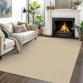 EARTHALL Washable Area Rugs 5x7 Ft Non Slip Living Room Rugs Cotton Dining Room Rug Braided Bedroom Rugs Indoor Outdoor Floor Carpet for Living Room, Bedroom, Dining Room, Golden Beige/White