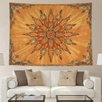 Accnicc Boho Floral Mandala Tapestry for Bedroom Bohemian Flower Wall Tapestry Aesthetic Small Vintage Orange Hippie Indian Tapestries Wall Hanging for Living Room Dorm Decor 48 x 36 Inch