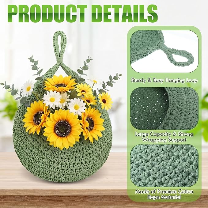 Honeydak 6 Pack Boho Hanging Wall Baskets for Kitchen Teardrop Hanging Fruit Vegetable Baskets with 6 Hooks, Home Onion Net for Fruits Vegetable Potato Storage, 6 Sizes(Colorful)