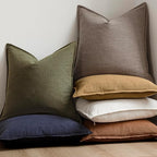 Foindtower Set of 2, Decorative Linen Soild Throw Pillow Covers Soft Accent Euro Cushion Case Farmhouse Neutral Pillowcase for Chair Couch Sofa Bedroom Living Room Home Decor 24 x 24 Inch Brown Tan