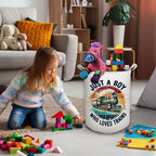 Just a Boy Who Loves Trains Laundry Basket, Toybox for Boys, Gifts for Train Lovers Enthusiasts Laundry Hamper Waterproof Collapsible Storage Bin Organizer for Bedroom Bathroom Dorm Clothes Toys