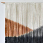 Macrame Wall Hanging Black Large Boho Wall Art Dip Dye for Living Room Bedroom Backdrop Home Decor Bohemian Fiber Yarn Art 57"Wx 35"L