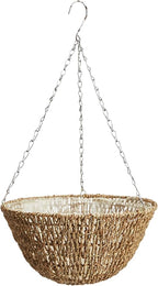 Gardman R490 Woven Rope Hanging Basket, 14" Diameter, Brown