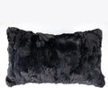 MOOX Rabbit Fur Throw Pillow Covers Decorative Fluffy Soft Fuzzy Plush Luxury Genuine Animal Skin Lumbar Pillow 12"x20" Cushion Cover, Couch-Black