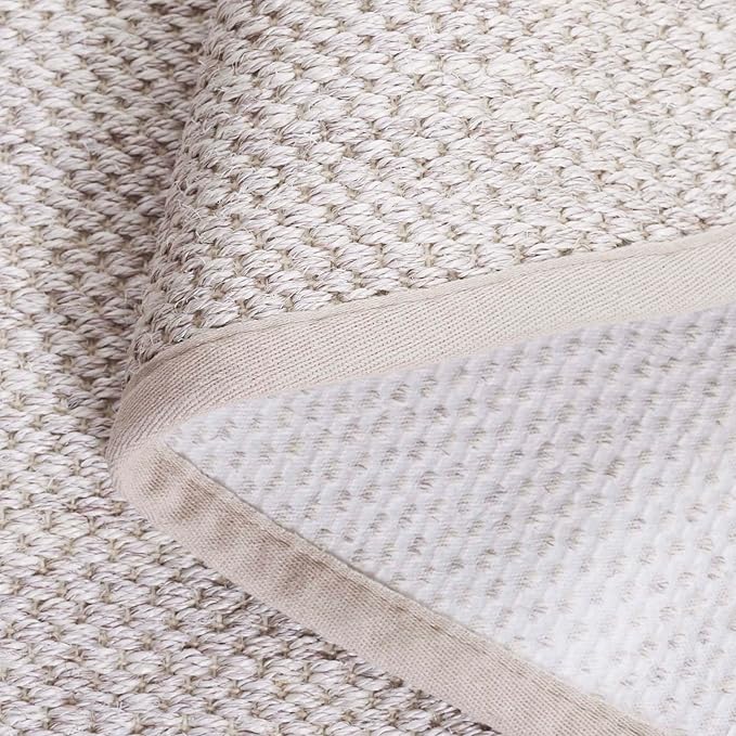 SAFAVIEH Natural Fiber Collection Runner Rug - 2'6" x 20', Marble & Beige, Sisal, Woven Design with Border (NF143C)