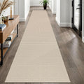 EARTHALL Woven Runner Rug 2.6x12 Ft Washable Runners for Hallways Extra Long Cotton Non Slip Rubber Backed Kitchen Runner Braided Indoor Floor Carpet for Entryway, Hall, Kitchen, Beige/Khaki