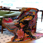 Hippie Flower Boho Throw Blanket for Couch Bed Chair Lounge Hippie Room Decor Reversible Cotton Woven Whimsical Throw Blanket Witchy Room Decor Throws Bed Spread Outdoor Camping Blanket 51x59 Inches