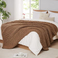 L'AGRATY Chunky Knit Blanket - Soft Chenille Yarn Throw - 60x80: Handmade Thick Cable Knit Crochet Blanket for Couch, Sofa, Bed & Home Decor