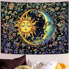 Spenlife Sun and Moon Tapestry Floral Wall Tapestry Boho Tapestries Floral Tapestries Wall Hanging for Bedroom and Living Room Decor Sun and Moon 36×48 Inches