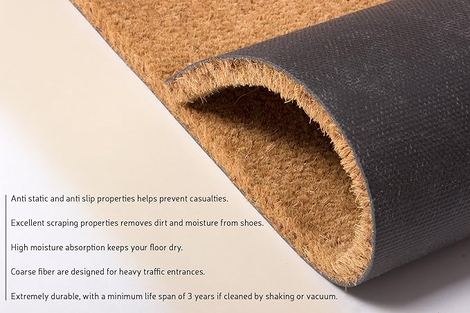 PLUS Haven Coco Coir Home Entrance Door Mat – 17.5" x 30" Come in Cozy Up Welcome Mat – Heavy-Duty Natural Fiber Doormat for Indoor & Outdoor Use