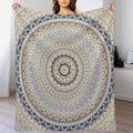 Mandala Throw Blanket Retro Eastern Backdrop Swirled Cosmic Lotus Yoga Boho Artwork Blanket for Sofa Bed Couch Chair Or Dorm 70"x80"