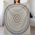 Mandala Throw Blanket Retro Eastern Backdrop Swirled Cosmic Lotus Yoga Boho Artwork Blanket for Sofa Bed Couch Chair Or Dorm 70"x80"