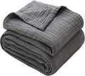 Boho Throw Blanket, 100% Cotton Ultra Soft Luxury Throw Rustic Quilt, Muslin Breathable Soft Bed Throw ，All Throw for Sofa Couch Chair 60×80 Inch (Grey Blanket, 60x80 Inch)