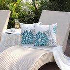 DFXSZ Blue and Grey Floral Pillow Covers 18x18 Set of 2 Outdoor Waterproof Decorative Throw Pillows Summer Pillow Covers Polyester Cushion Case Decor for Couch Patio Funiture Garden Porch 011A18