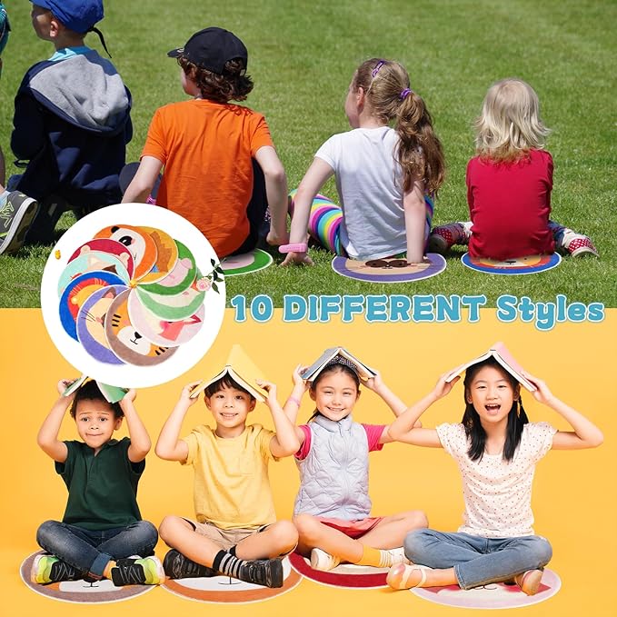 10 Pcs Kids Carpet Circle Seats 16" Kids Classroom Rug Floor Cushions Round Soft Warm Floor Rug Mat for Classroom, Home School Story Time, Group Activity Educational Learning Playing Areas (10)