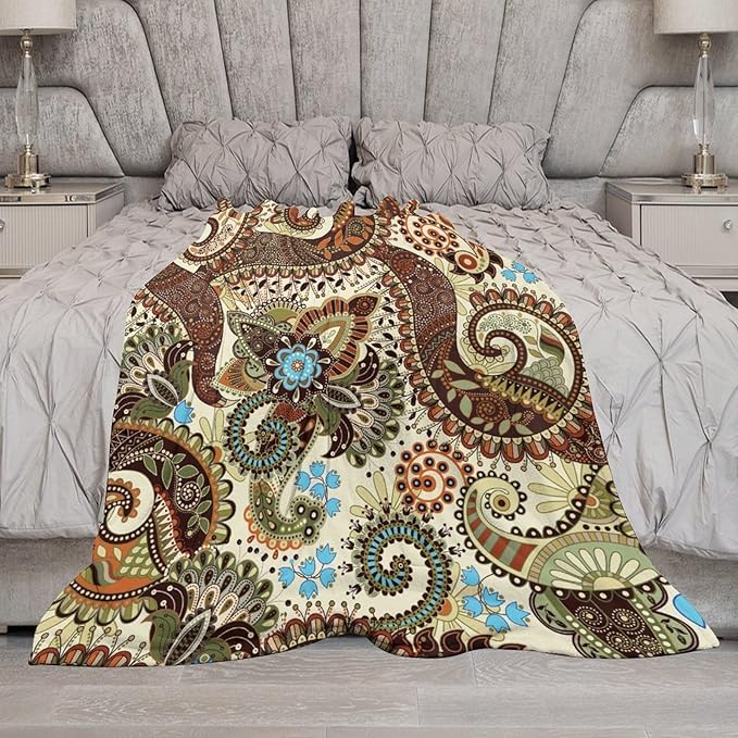 Vintage Bohemian Throw Blanket Indian Mandala Colorful Pattern Blanket for Sofa Bed Couch Chair Or Dorm 40"x50"