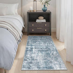 2x4 Washable Rugs for Kitchen, Floor, Entryway, Powder Room Small Area Rug Non-Slip Vintage Low Pile Throw Door Mat Blue/Grey