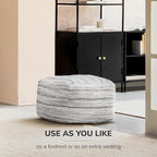 Anji Mountain Pouf Ottoman Foot Rest, Handmade Ottoman Pouf, Comfortable Foot Stool, Decorative Floor Seating for Living Room Decor, Bedroom & Home Décor Accent - Shadowed Stripe