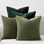 Topfinel Corduroy Throw Pillow Covers Pack of 2 Gray 16"x16" No Insert with Hidden Zipper | Decorative Cushion Covers for Fall, Halloween, Thanksgiving, Christmas Green