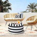 LVTXIII Inflatable Stool Ottoman Footrest with Handle, All Weather Footrest Seat, Indoor or Outdoor Pouf for Home Patio Garden and Camping Use, D31 xH14, Large Round, Cabana Black