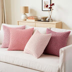 MIULEE Aesthetic Pink Decorative Throw Pillow Covers for Couch Living Room 18x18 Inch Set of 4 Cute Soft Cushion Covers Corduroy Pillowcases Spring Coquette Room Decor for Bed Sofa Room, Blush Rose