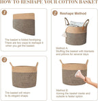 Jute Laundry Hamper Large Woven Rope Storage Basket with Handles 20' Height Tall 83L,Laundry Basket Decorative Basket for Living Room,Pillows,Clothes, 18'Wx20'H