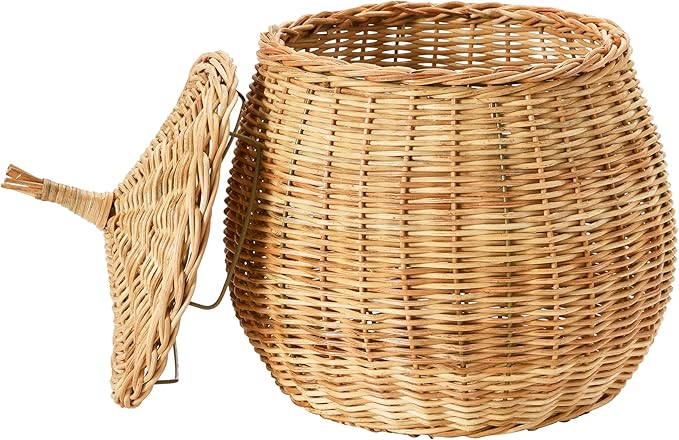 Creative Co-Op Hand-Woven Wicker Baskets with Lids, Set of 2