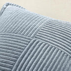 MIULEE Decorative Throw Pillow Covers for Couch Bed Livingroom 16x16 Inch Set of 2 Dustyblue Boho Accent Throw Pllows Broadside Striped Patchwork Soft Corduroy Pillowcases