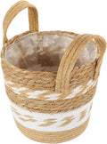 Large Seagrass Plant Basket Woven Planter for Indoor Outdoor Plants Handmade Straw Storage Pot with Handle Natural Boho Decorative