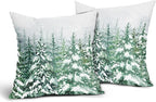 Kawani Green Pine Tree Pillow Covers 22X22 Inch Winter Forest Snowflake Decorative Pillow Cases Set of 2 Christmas Holiday Throw Pillows for Cushion Sofa Couch Outdoor
