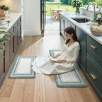 KIMODE Anti Fatigue Kitchen Mats,Farmhouse Kitchen Rugs Non Slip Rubber Backing,Waterproof Kitchen Mat for Floor,Cushioned Standing Mat for Kitchen,Laundry,Sink,Desk,Green