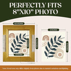 Boho Picture Frame for 8x10 Inch Photo or Artwork | 11x13 Outer Edge | Boho, Coastal, or Modern Photo Frame, Wooden Decorative Frame with Tabletop Stand and Wall Mount | Golden Brown