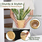 Indoor Water Hyacinth Plant Basket Set of 3, Woven Planter Baskets with Plastic Liner for Plants, Handwoven Plant Pots Decorative Wicker Planters for Home Décor (Saucer NOT Included)
