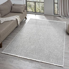 LUXE WEAVERS Solid Machine Woven White Dark Gray 5x7 Area Rug, Indoor Stain-Resistant Carpet