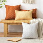 MIULEE Pack of 2 Decorative Burlap Linen Throw Pillow Covers Modern Farmhouse Pillowcase Rustic Woven Textured Cushion Cover for Sofa Couch Bed 18x18 Inch Rust