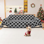 Reversible Couch Cover Blanket, Christmas Couch Cover, Chenille Sofa Cover Blanket, Christmas Sofa Covers Washable, 71"×118" Couchs Covers for Recliner & Chair (1PC, Black, 2-3 Seater Sofas)