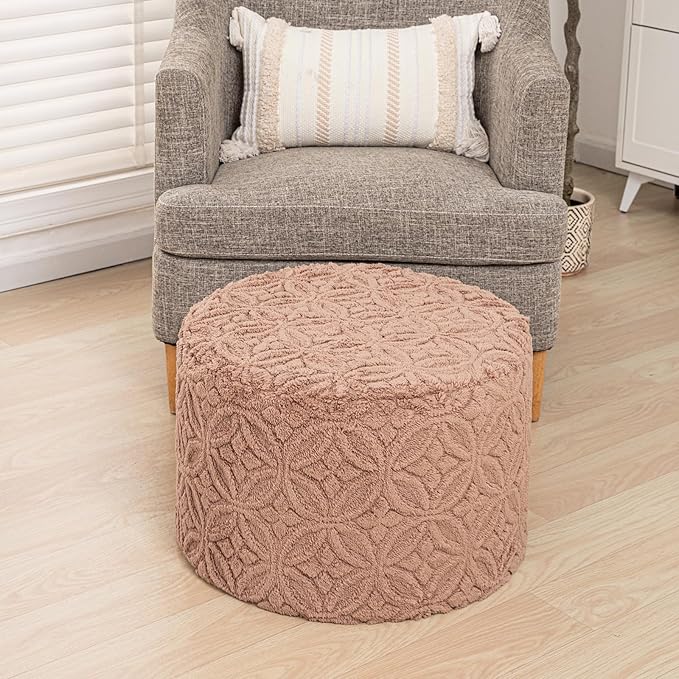 Plush Multi-Functional Ottoman Pouf – Ergonomic Ottoman Foot Rest with Space-Saving Design, Perfect Under Desks, Couches & Sofas (Coffee)
