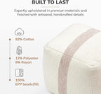 Anji Mountain Pouf Ottoman Foot Rest, Handmade Ottoman Pouf, Comfortable Foot Stool, Decorative Floor Seating for Living Room Decor, Bedroom & Home Décor Accent - Petal Stripe