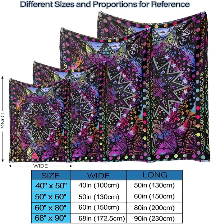 kampdream Colorful Ceometric Art Throw Blanket, Hippie Abstract Sun and Moon Purple Aesthetic Comforter Nap Throws for Couch Chair Bed Decor Comforter 40×50 inch