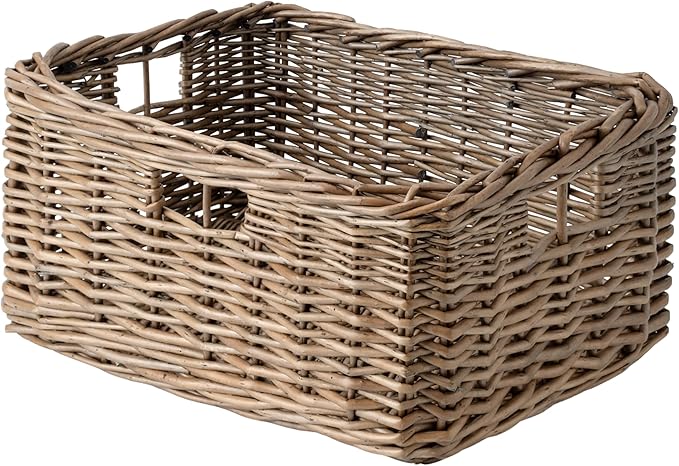 StorageWorks Pantry Baskets, Willow Storage Baskets for Organizing, Shelves, Pantry Organizers and Storage, Brown, 16 ½"L x 13"W x 7 ½"H