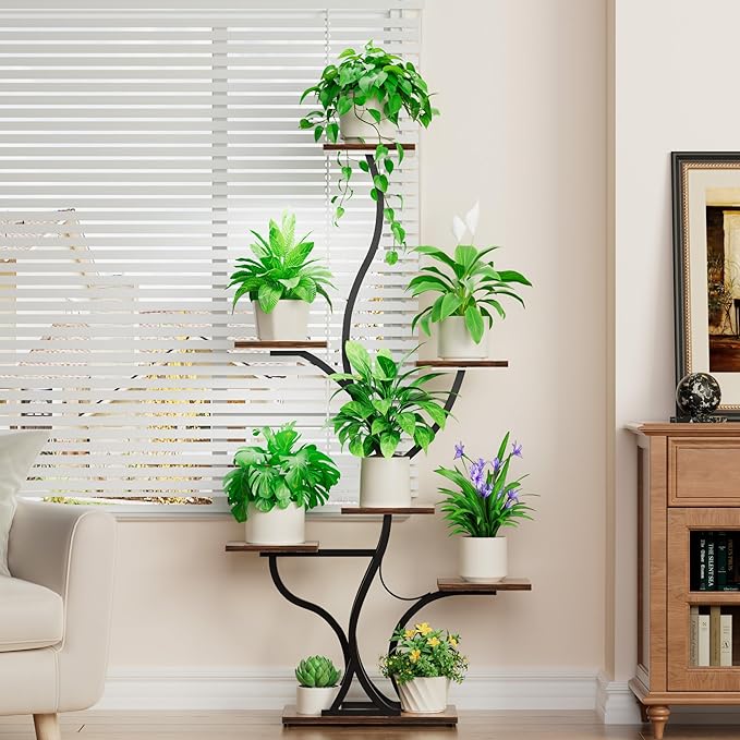 Plant Stand Indoor with Grow Lights - 59" Tall Plant Shelf Indoor, 7 Tiered Corner Plant Stands for Pots Plants Multiple, Metal Large Flower Holder Display Rack for Living Room, Home Decor Patio