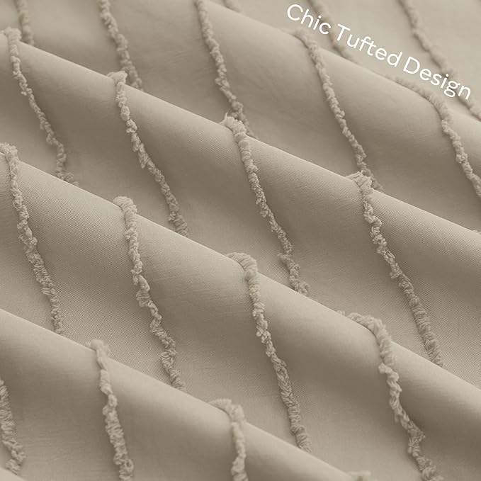 JELLYMONI Pillowcases Body Size Khaki 1 Pack Boho Striped Bed Pillow Covers 20x54in Polyester Envelope Pillow Shams Tufted Bohemian Textured (Pillows are not Included)