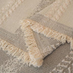 VClife Chenille Sofa Cover Bohemian Striped Pattern Couch Cover for 2 Cushion Sofa - Cream and Gray Textured Sofa Slipcover Washable Furniture Protector for Couch Decorative Couch Cushion Cover