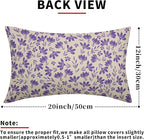 Purple Floral Pillow Covers 12x20 Set of 2 Vintage Rustic Old Style Cute Small Flower Cream Print Rectangle Decorative Outdoor Pillowcases Fall Farmhouse Throw Cushion Case Couch Sofa Bed Decor