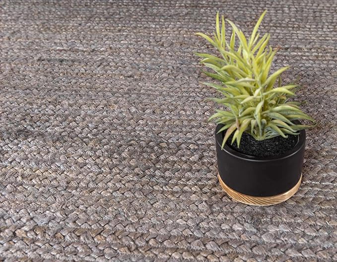 Unique Loom Braided Jute Collection Area Rug - Dhaka (9' x 12' 2" Rectangle, Gray)
