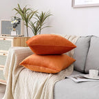 NiNi ALL Decorative Throw Pillow Covers Velvet 16x16 Inch Pack of 2 Orange Cushion Covers Soft for Couch Sofa Bedroom Living Room Outdoor