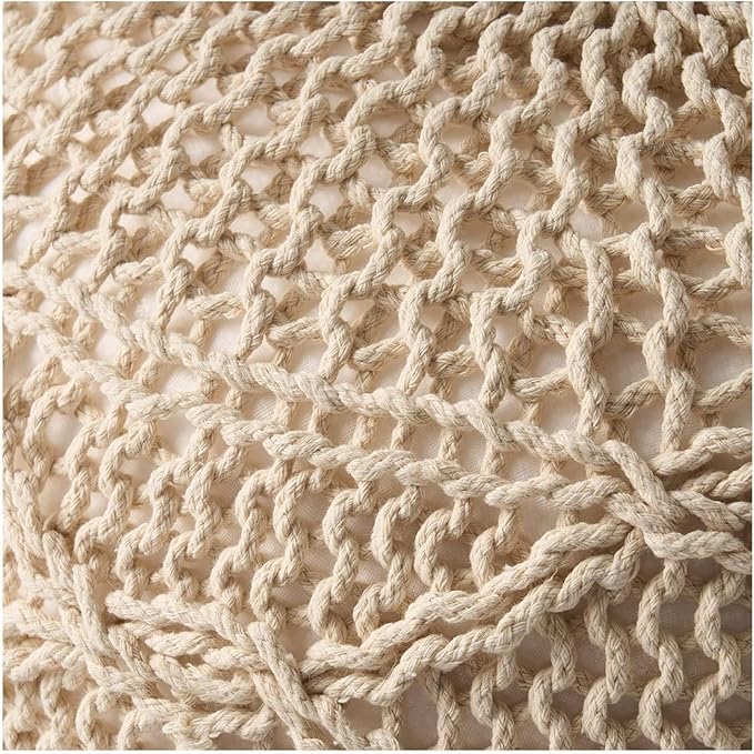 Knitted Round Pouf 20x20 - Cozy Cotton Floor Cushion, Modern Home Decor, Nursery Seating, Footrest, Soft Knit Design