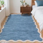 GarveeHome Scalloped Area Rug 4x6 Washable Rug Modern Traditional Floor Cover Foldable Soft Retro Entryway Rug Indoor Distressed Non Slip Carpet Floral Print Mat Bedroom Living Room Bathroom, 4'x6'