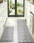 LUMI Anti-Fatigue Kitchen Floor Mats Set of 2,Cushioned Comfort Standing Rug Waterproof 2PCS, Non-Slip Ergonomic Foam Runner for Sink, Laundry, Office & Home,17x29+17x59,