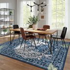 Moynesa Tiger Washable Area Rugs 8x10, Large Boho Rugs for Living Room, Vintage Non Slip Dining Room Rugs for Under Table, Ultra Thin Soft Floor Carpet for Office Bedroom, Blue